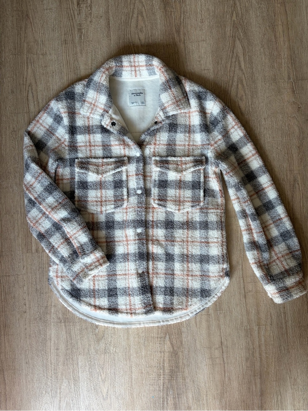 Abercrombie & Fitch Plaid Sherpa Fleece Shirt Jacket